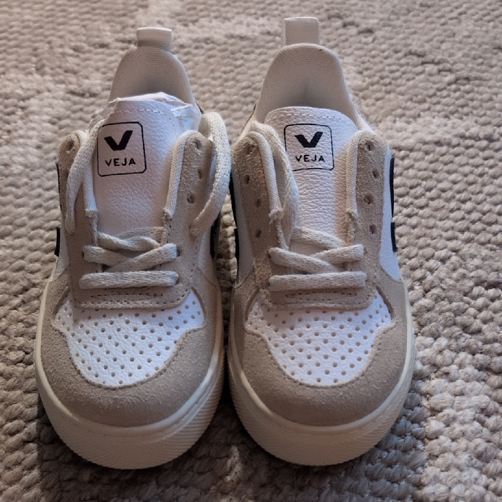 Veja Kids Tan and White Sneakers